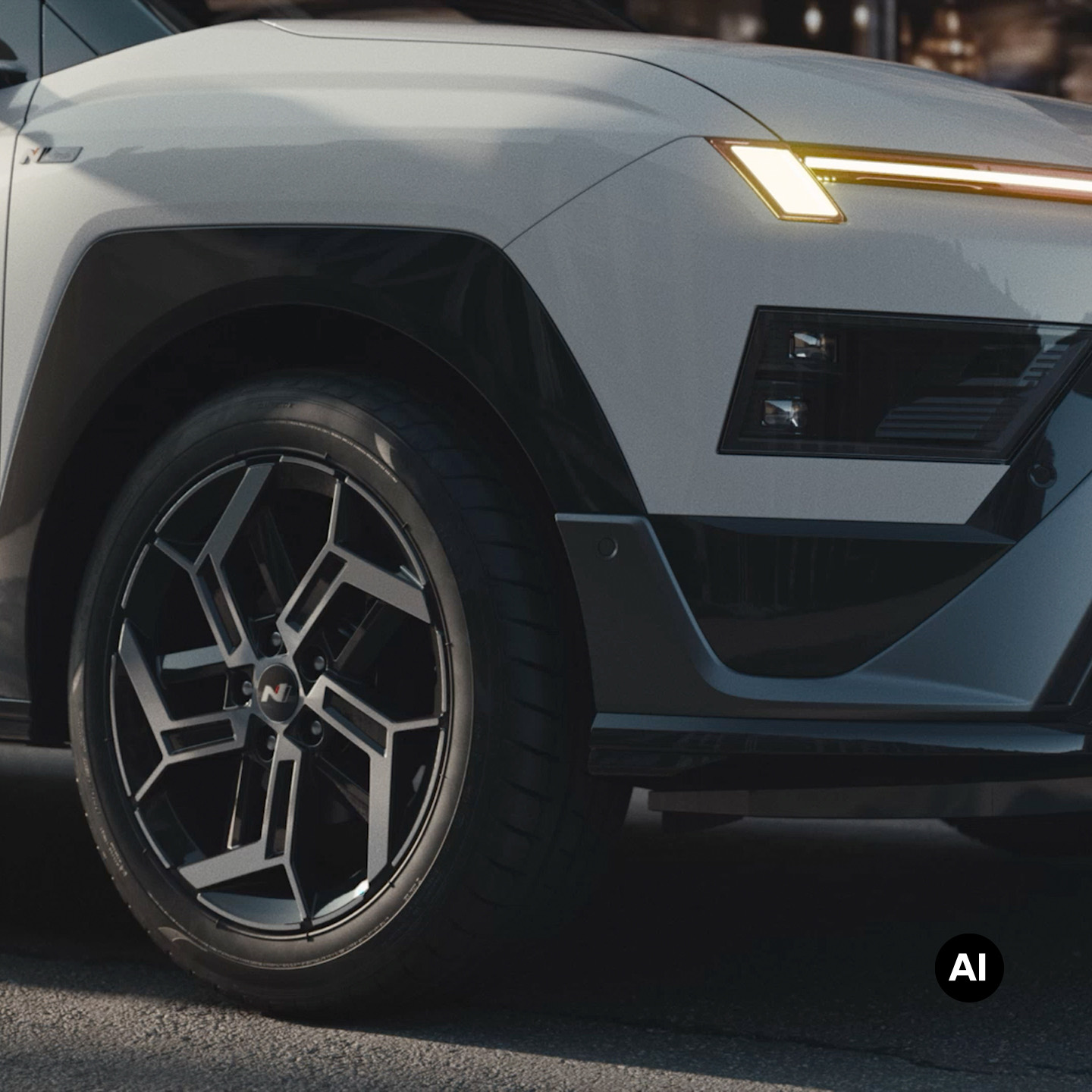 A close-up view of Hyundai BAYON N Line alloy wheel.