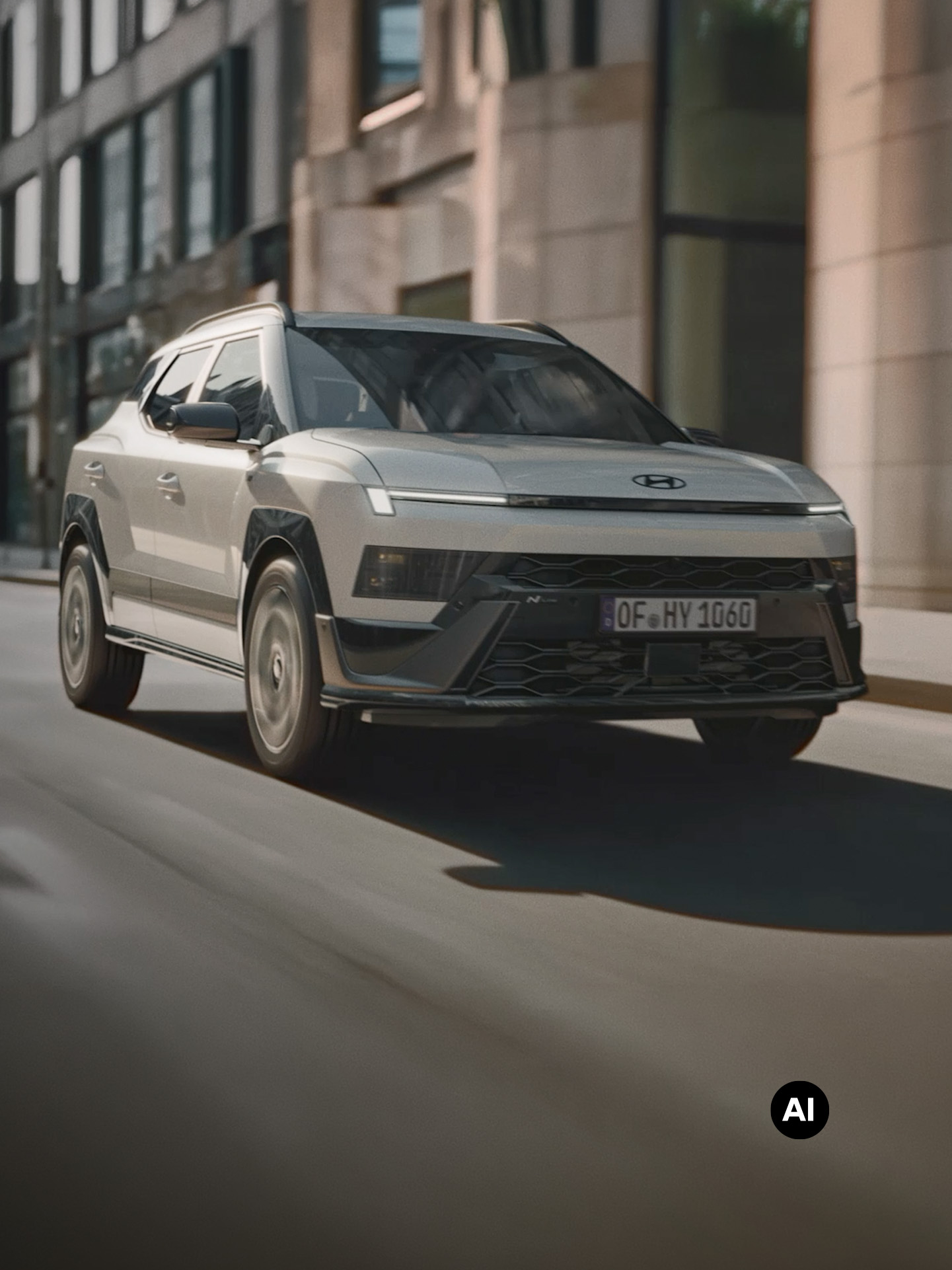 Hyundai BAYON N Line driving on the city street.