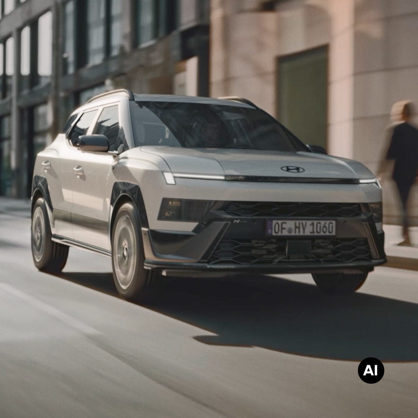 Hyundai BAYON N Line driving on the city street.