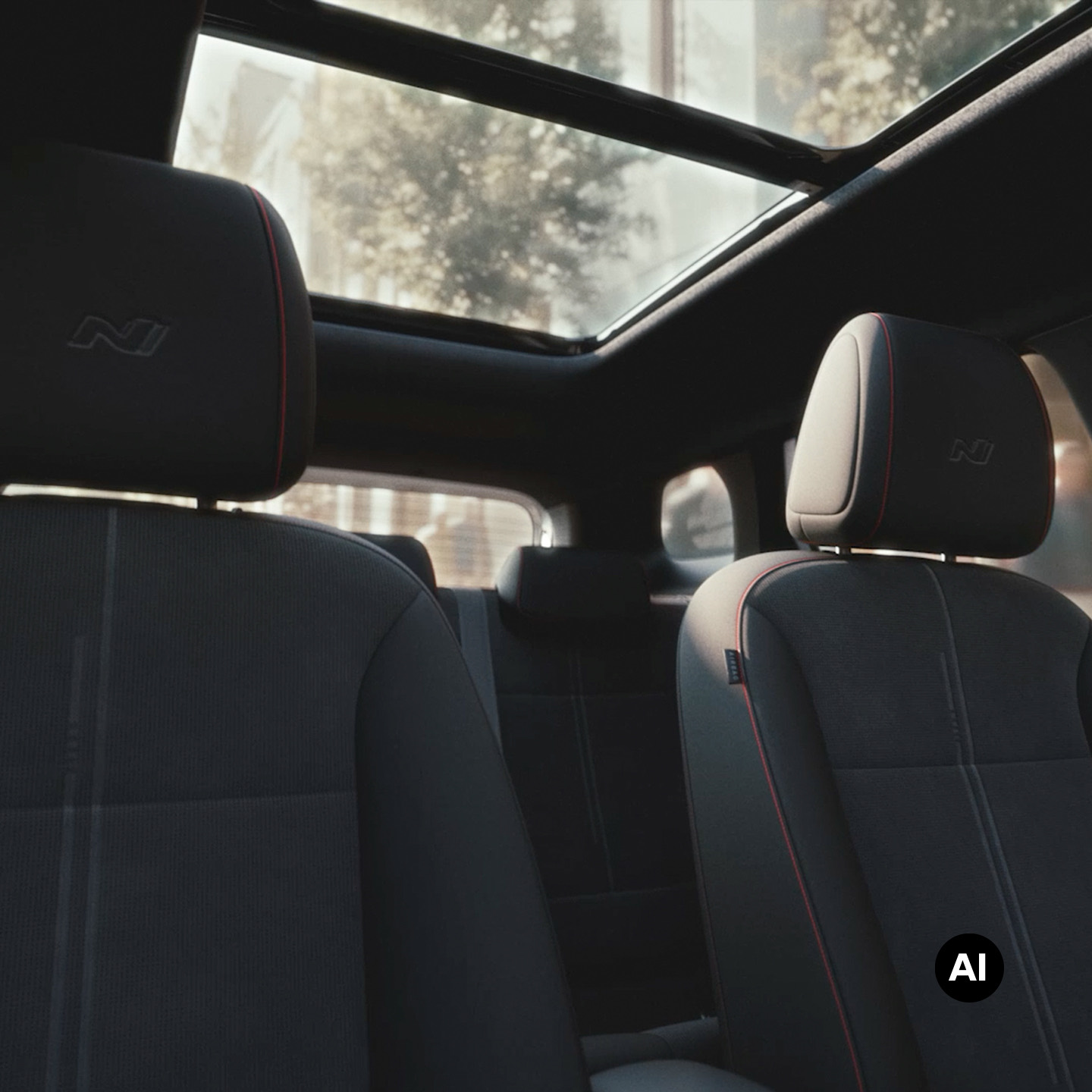 View of the Hyundai BAYON N Line front seats and passenger cabin.