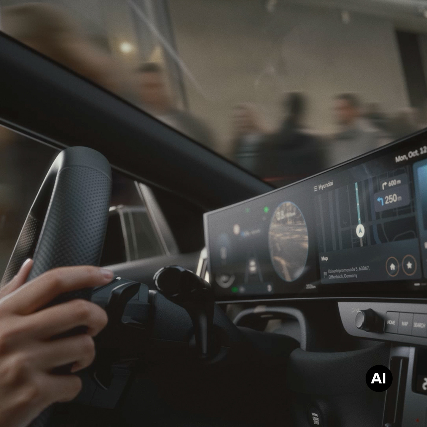 Interior view of Hyundai BAYON N Line showcasing safety/driver assistance features.