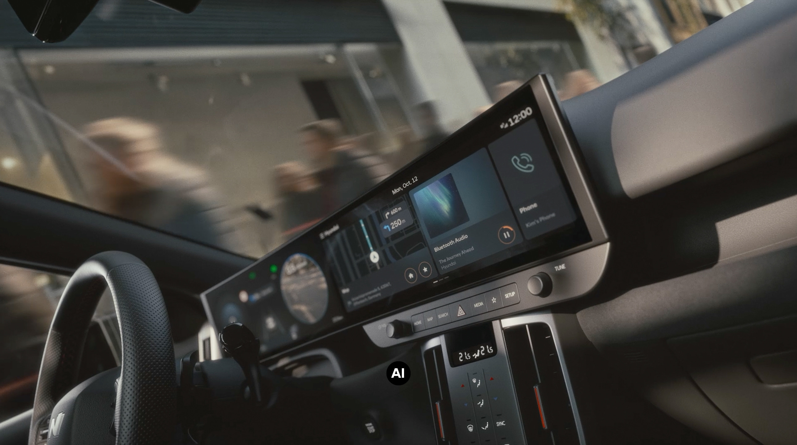 Interior view of Hyundai BAYON N Line showcasing the Panoramic Curved Display.