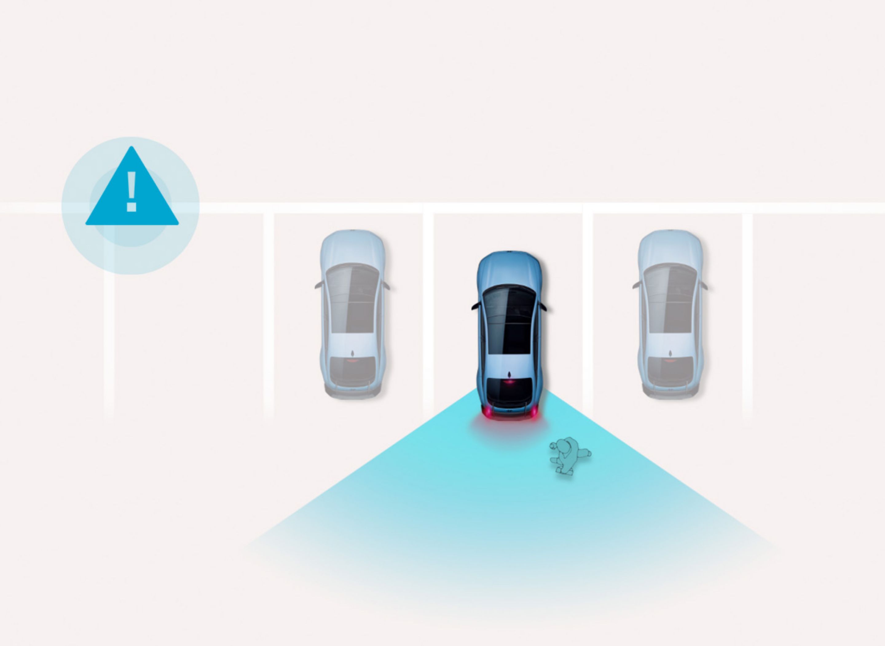 Hátrameneti parkolási ütközéselkerülő rendszer: amikor parkolóhelyről tolat ki, a Hyundai IONIQ 6 N érzékeli, ha gyalogos lép mögé.