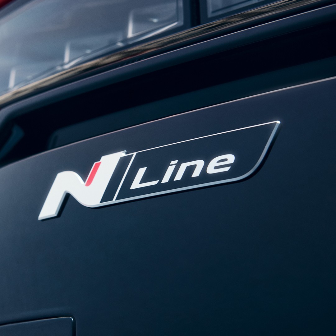 A close-up of the Hyundai N Line Badge.